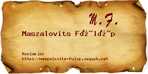 Maszalovits Fülöp névjegykártya